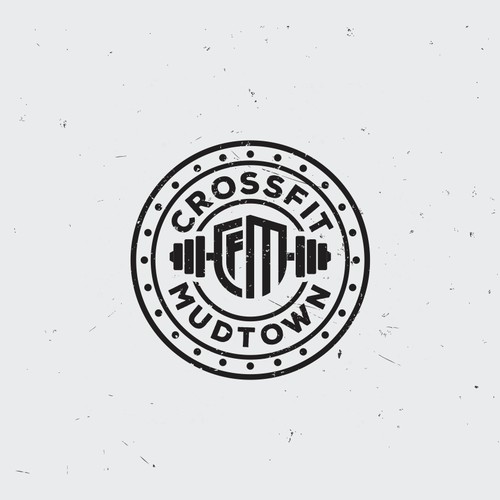 Create a gritty yet streamlined logo/emblem for CrossFit Mudtown