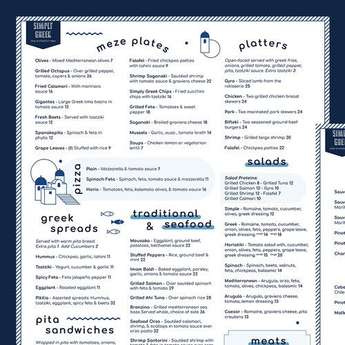 Clean and Fun Menu for Greek Restaurant