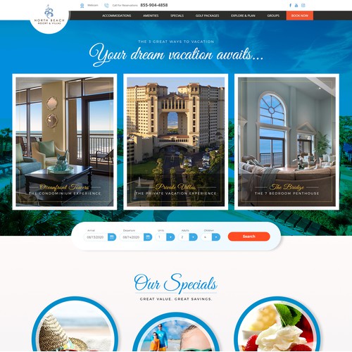 Website Design for the famous 'North Beach Resort & Villas'