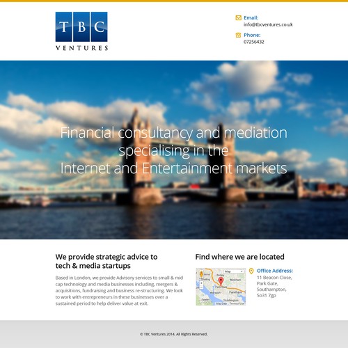 One Page simple & clean for Ventures/Advisory firm