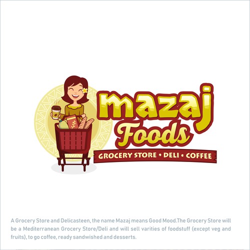 Character / mascot logo for Grocery store and deli coffee logo