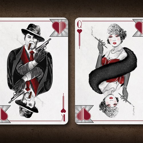 Elegant Mobster Playing Card Illustrations