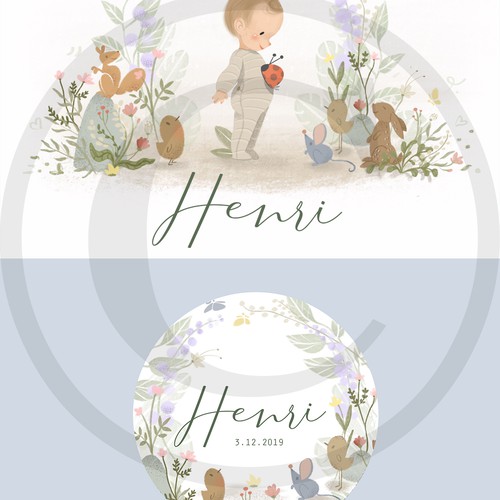 Woodland themed illustration Birth card