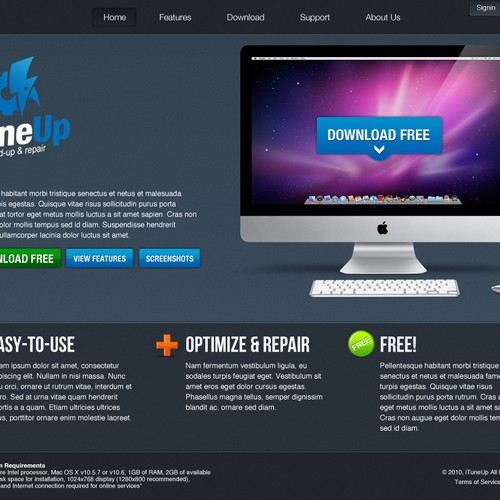 Homepage for Mac Software Application