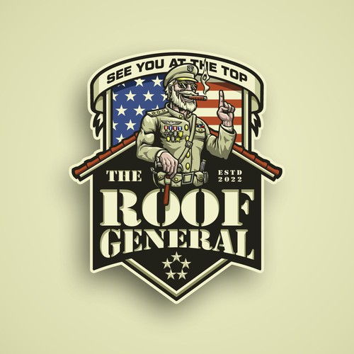 Army Character Logo for Roofing Company
