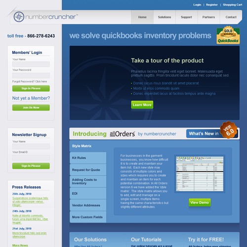 Web 2.0 Re-Design For Quickbooks Inventory Software Developers