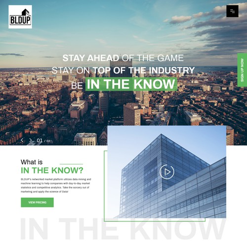 IN THE KNOW Landing page design