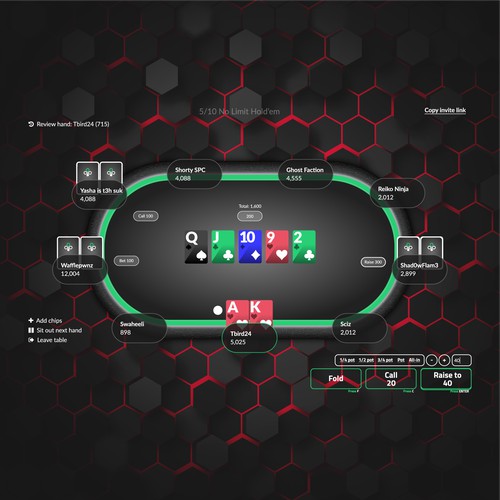 Poker table Design for Website