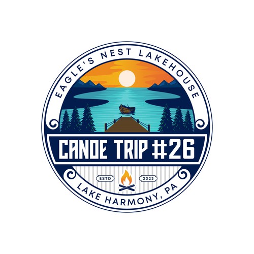 Vintage Canoe Trip Logo design