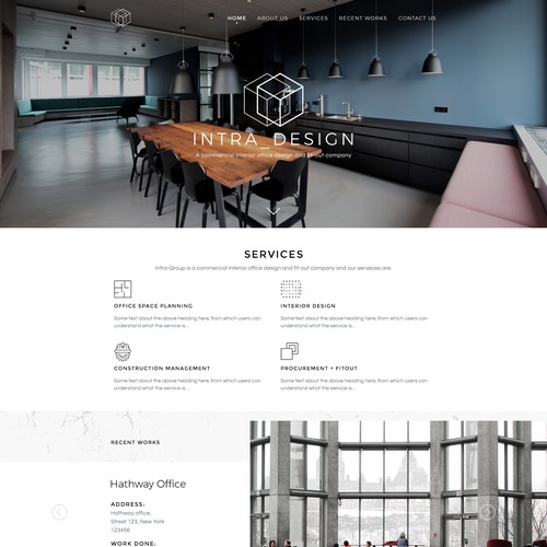 Home page concept for Intra-Design