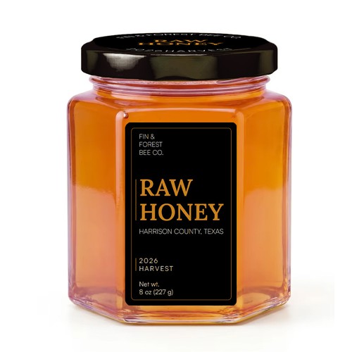 Modern black and gold label for honey