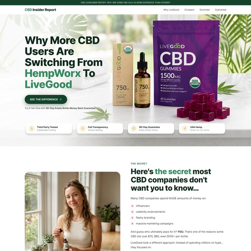 CBD Insider Report - Comparison landing page