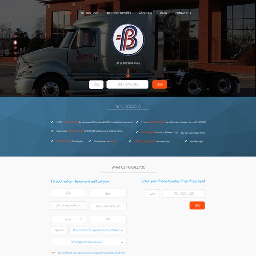 Nice web design for a truck company