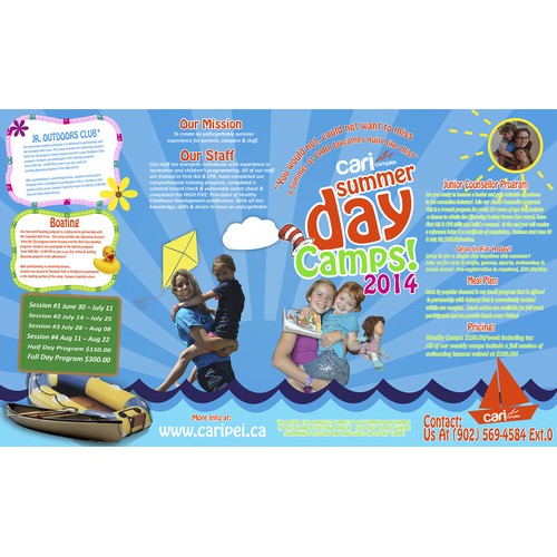 Create a Fun Dr.Seuss themed daycamp brochure for the CARI Complex