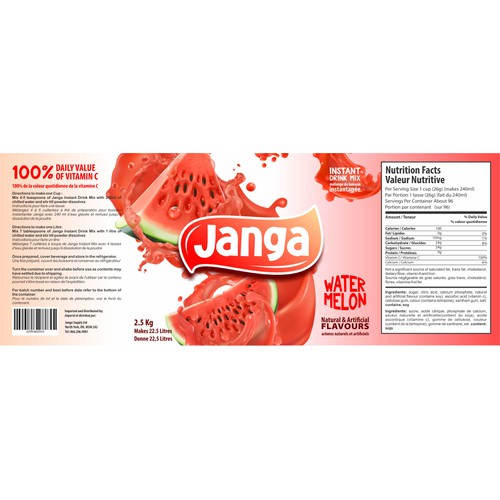 Packaging design for Janga instant drink mix