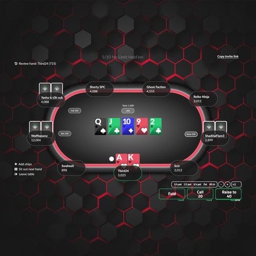 Poker table Design for Website