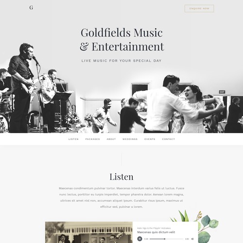 Elegant website for Goldfields Music & Entertainment