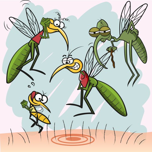 Cartoon mosquito family