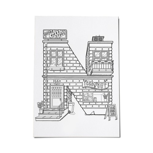 Colouring Letters - N