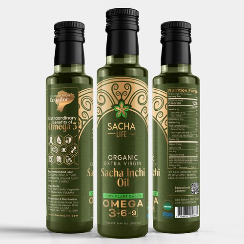 Premium Sacha inchi oil label design