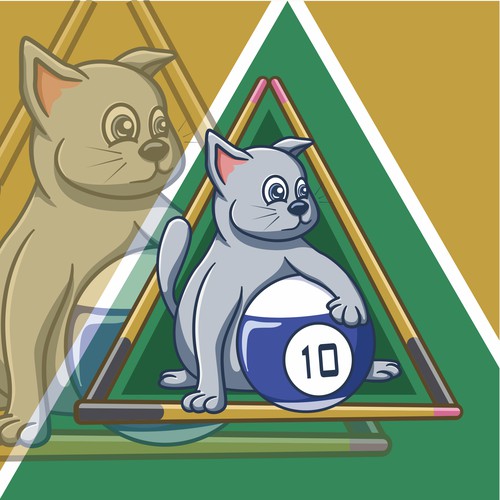 cartoon cat playing billiards