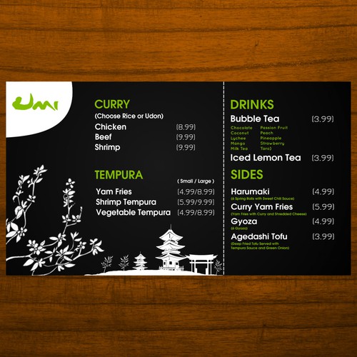 Umi Menu Card