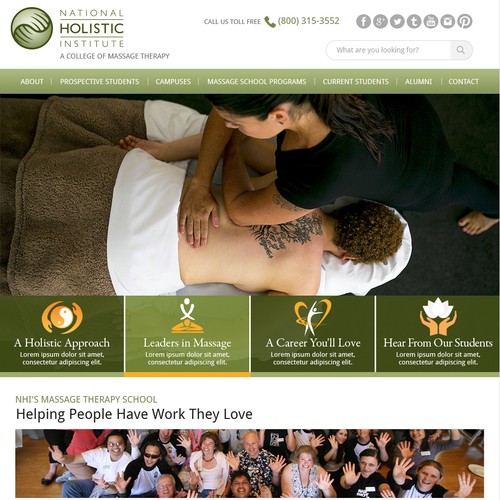 Landing Page Design for National Holistic Institute