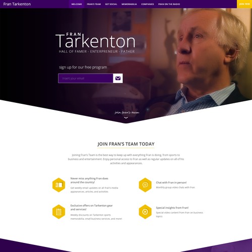 Redesign of FranTarkenton.com, Hall of Fame Quarterback and Entrepreneur