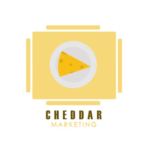 cheddar top view/ play button - digital marketing