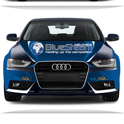 Sporty,Racy,Sexy car wrap needed for BlueSteam. Winner will have "designed by"!!