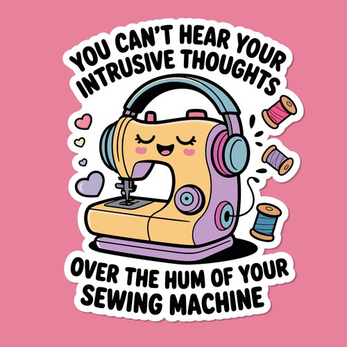 "Mental Health & Hobbies – Cute Motivational Sticker Design"