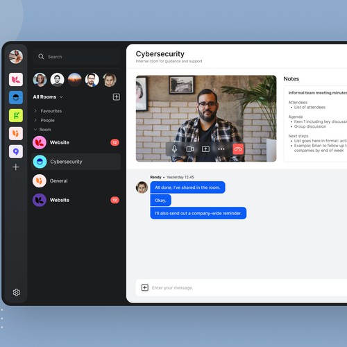 UI Redesign for Public Sector Communication App Integrating Element & Jitsi with Microsoft Teams Style