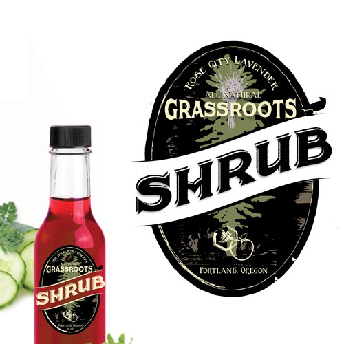 Create a logo for Grassroots Shrub, a taste of history.