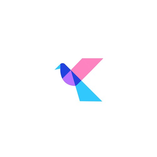 Modern Apps Icon using Bird,Checkmark and initial Letter K