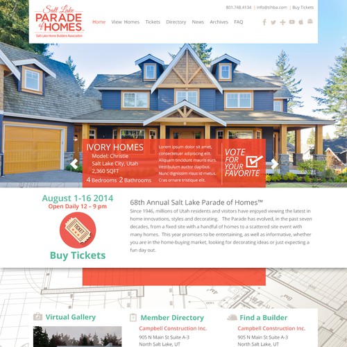 Design the website for a new home showcase event