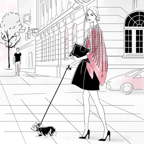 Fashion illustration for Women's Luxury Shawl Brand