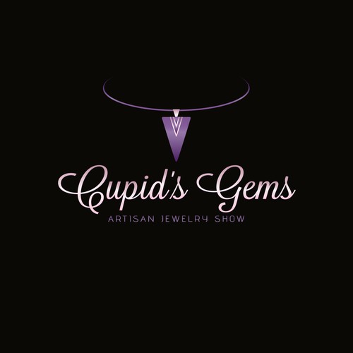 Create an elegant logo for the Cupid's Gems Jewelry Show