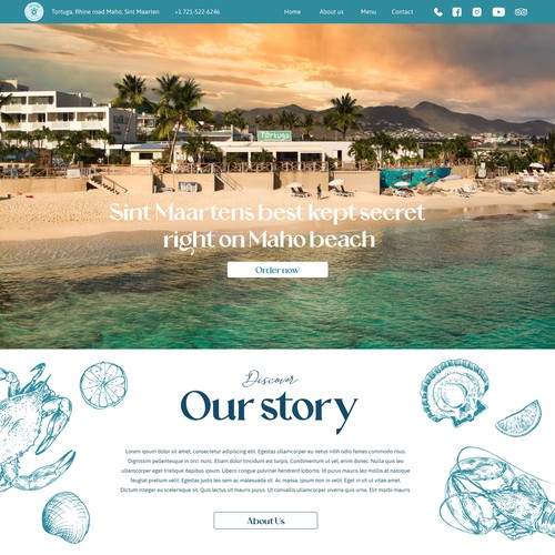 Caribbean restaurant webpage