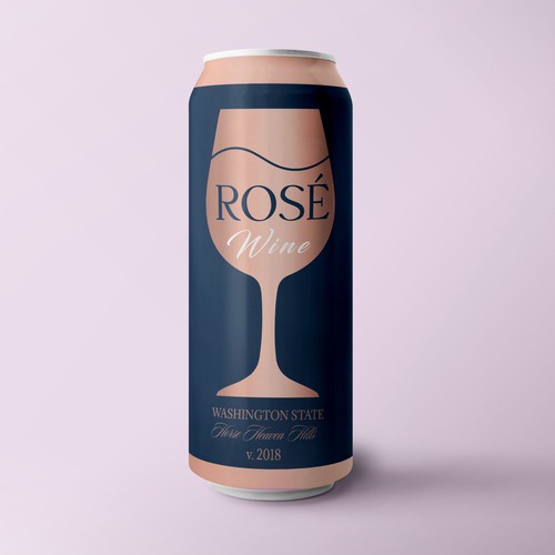 Rosé wine in a can label design