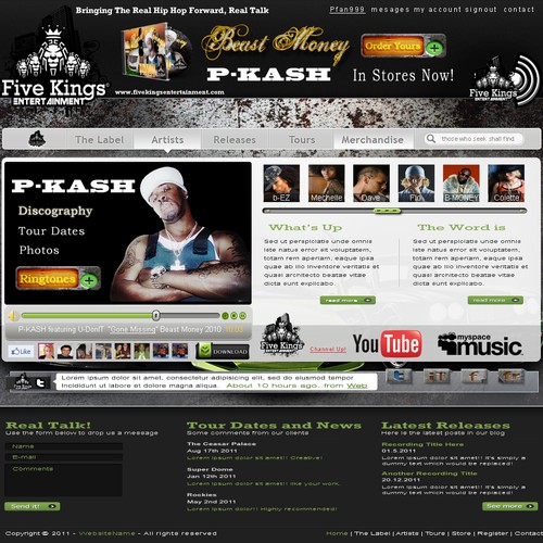 Web Page Design for FIVE KINGS ENTERTAINMENT