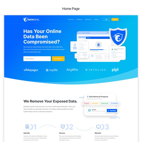 Home page and Dashboard Design for dataseal.io