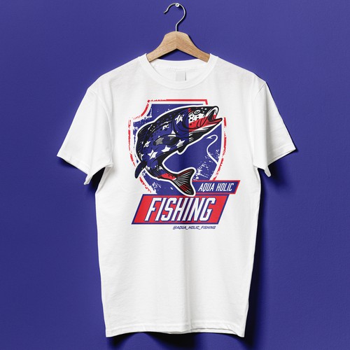 Patriotic Bass fishing T-shirt Design