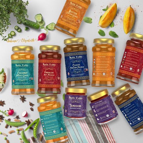Labels for  a gourmet Indian cooking sauce