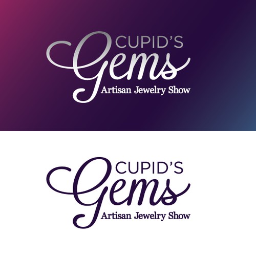 Create an elegant logo for the Cupid's Gems Jewelry Show