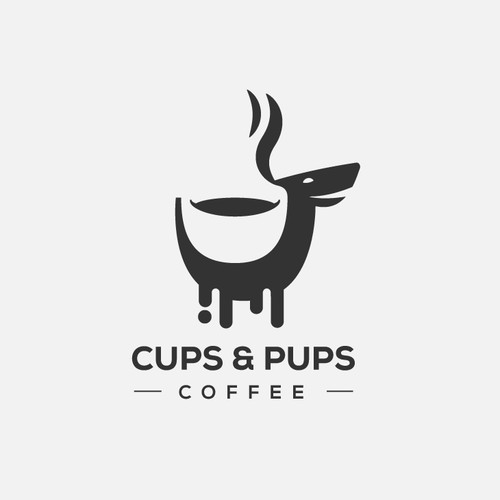 Logo for cups and pups coffee shop