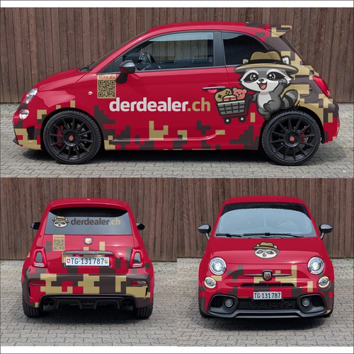 eye-catching car wrap design for derdealer.ch