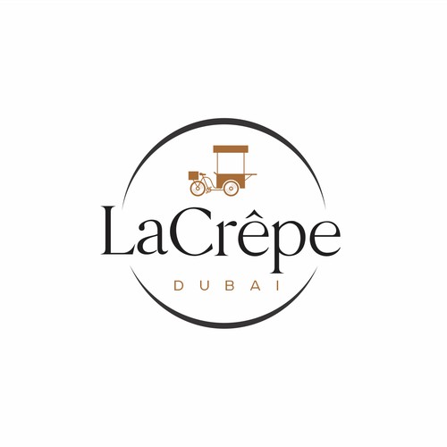 Logo for crepes catering with a tricycle food cart.