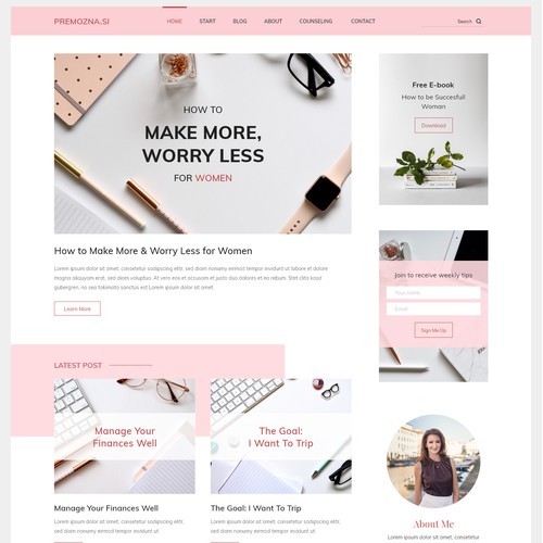 Website design for blogs about women