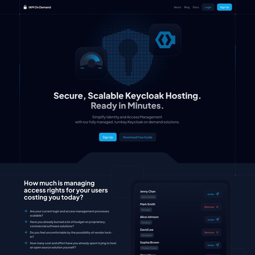 Secure Keycloak Hosting & IAM SaaS Web Page Design