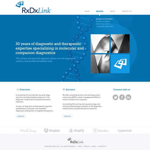 RxDxLink homepage design